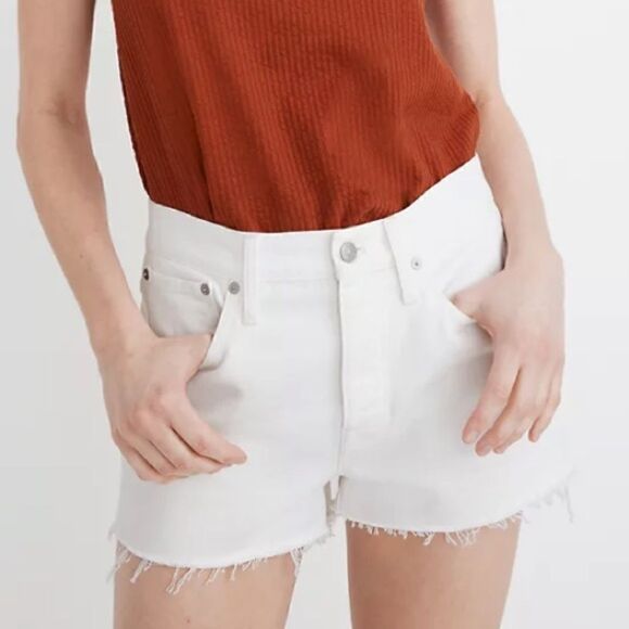 Madewell Relaxed Denim Shorts in Tile White Women’s Size 30 - Picture 2 of 14
